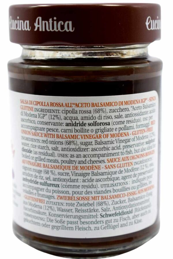 Salsa di cipolla rossa all'aceto balsamico gr 190 Cucina Antica ingredienti